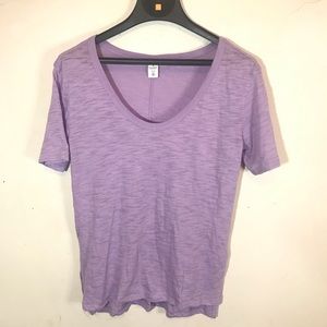 BP x Claudia Sulewski Lavender Rounded V-Neck Burnout T